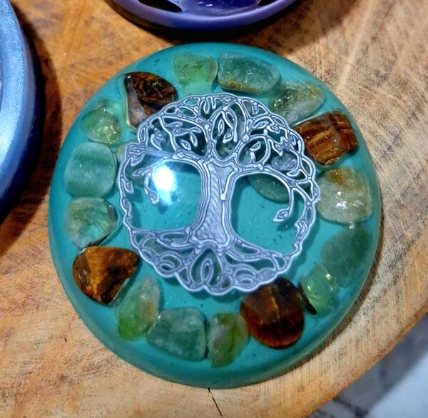 Decorativo Meia Lua Grande Verde Árvore Da Vida Cinza