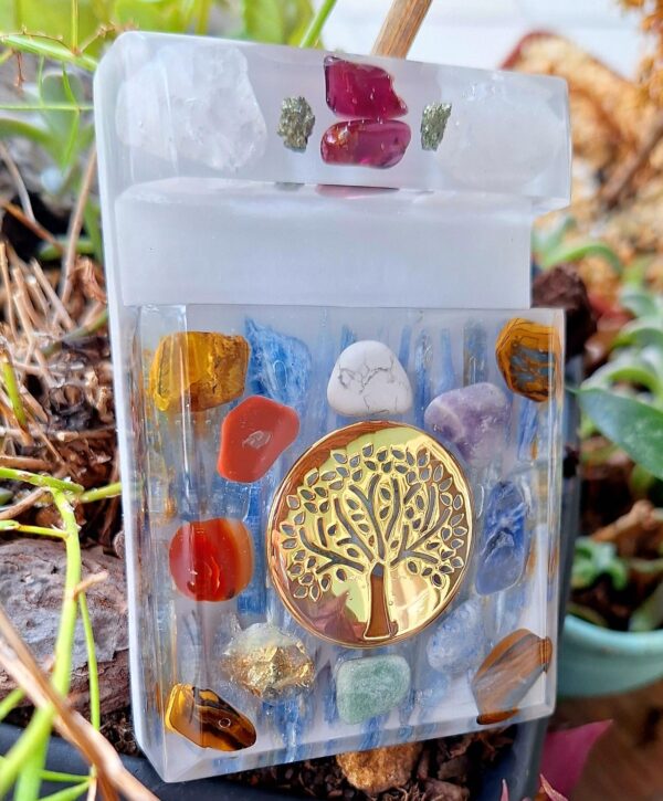 Porta Celular Arvore da Vida Gde + 7 Cristais dos Chakras  Branco - Imagem 2