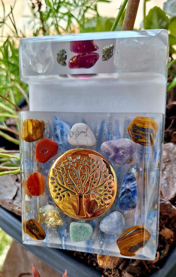 Porta Celular Arvore da Vida Gde + 7 Cristais dos Chakras  Branco