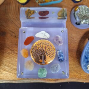 Porta Celular Arvore da Vida Gde + 7 Cristais dos Chakras  Lilás