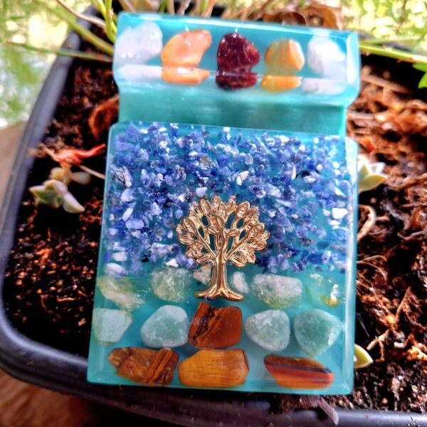 Porta Celular Arvore da Vida dourada pequena Verde