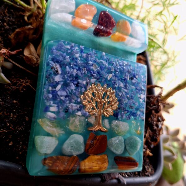 Porta Celular Arvore da Vida dourada pequena Verde - Imagem 2
