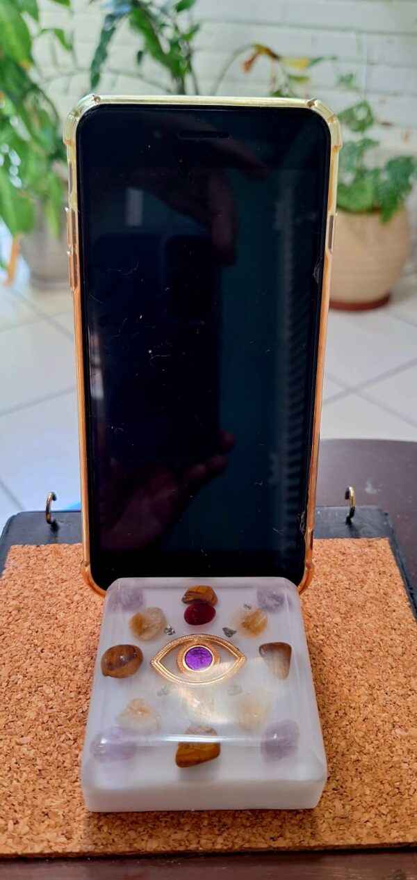 Porta Celular Olho Grego Dourado/Lilás Branco - Imagem 2